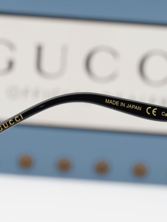 Gucci GG0672S 001 Aviator Sunglasses – Black Gold/Grey main image 4